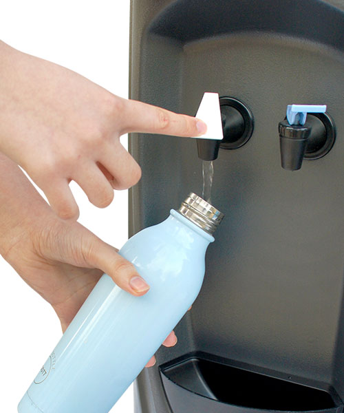 Large dispense area on The Core Water Cooler suitable for bottles